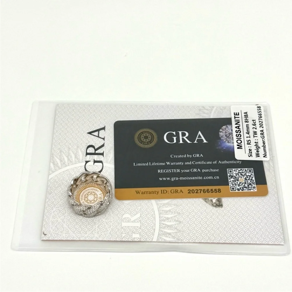 925 Silver, 2.6CTW Moissanite Miami Cuban Ring